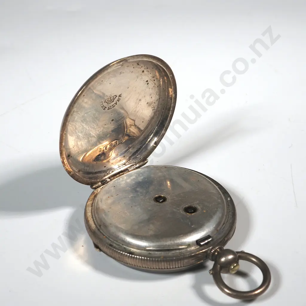 "Fine Silver" Pocket Watch - Untested Image 1++