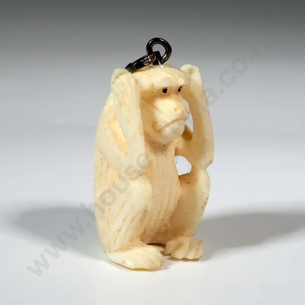 Bone Monkey Pendant "Hear No Evil" Image 1++
