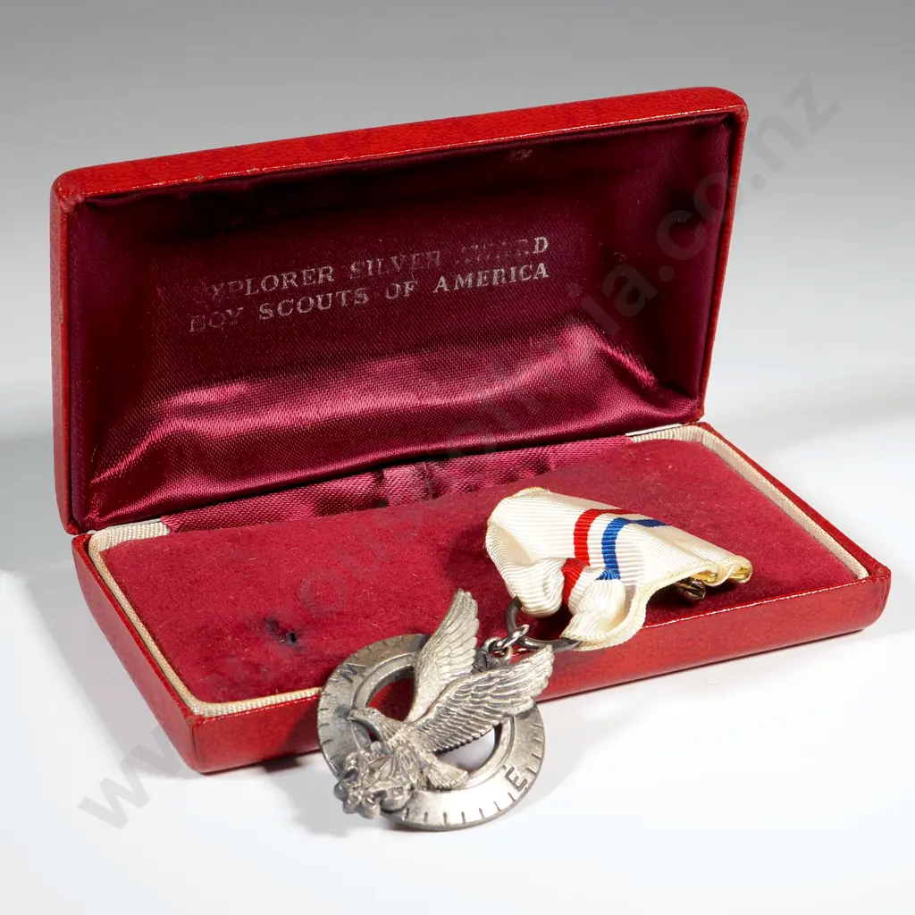 Boys Scout Explorer Silver Award Featuring An Eagle Superimposed Over A Compass  Image 1++