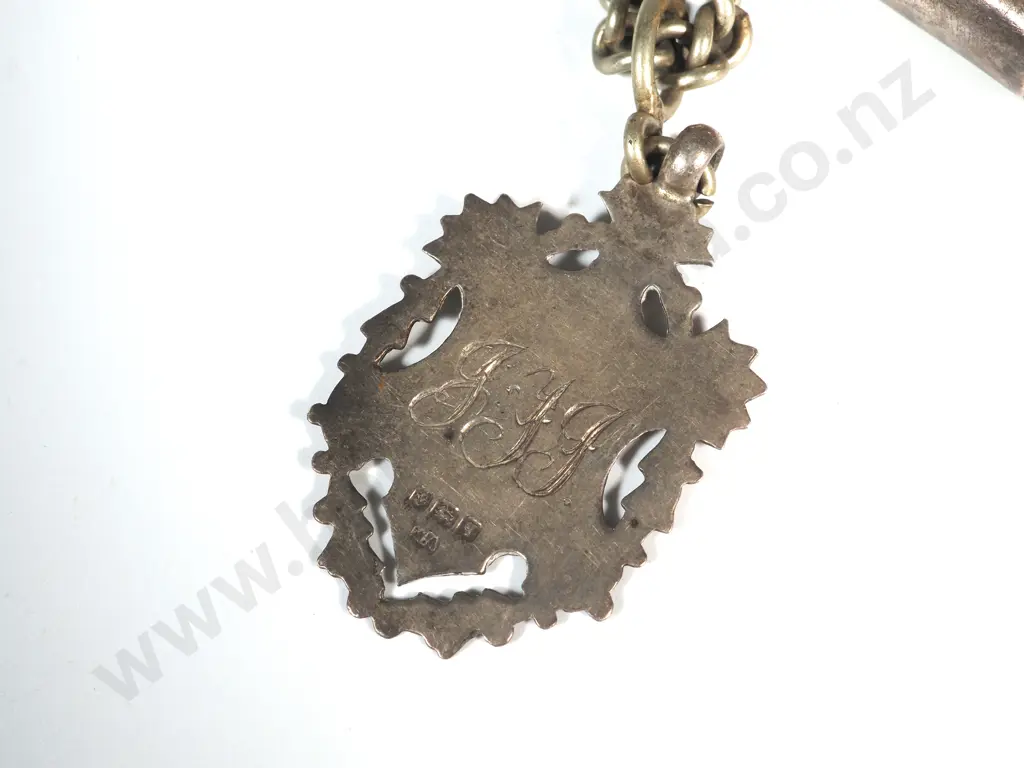 Sterling Silver Vesta & Fob on Nickel Chain Image 1++