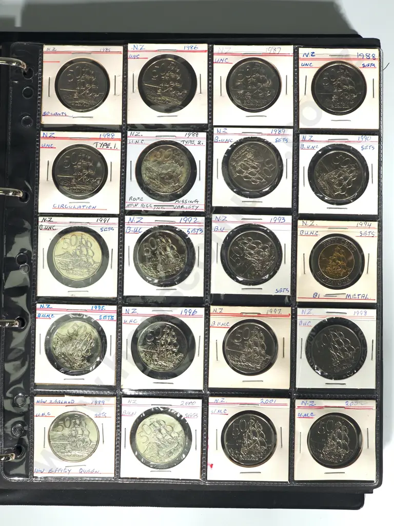 ALBUM OF NZ DECIMAL COINS 1 CENT TO $2 231 COINS Image 1++