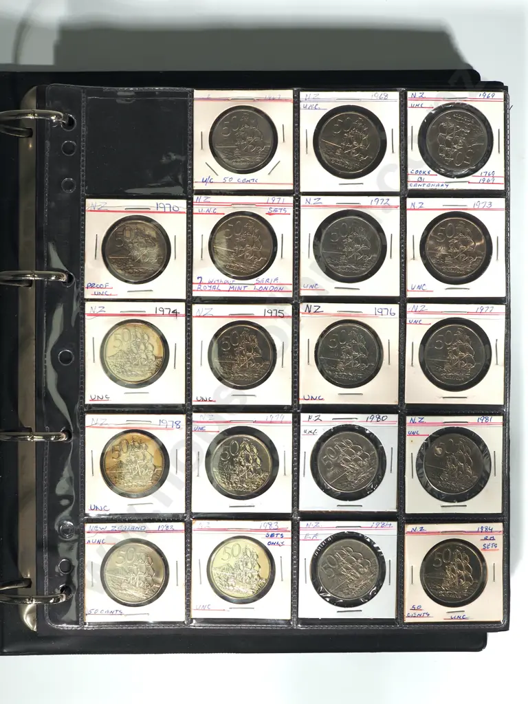 ALBUM OF NZ DECIMAL COINS 1 CENT TO $2 231 COINS Image 1++