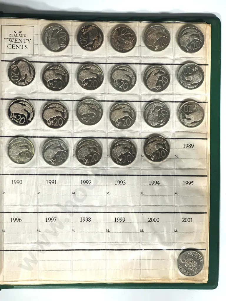 ALBUM OF NZ DECIMAL COINS 1 CENT TO 50 CENTS 136 COINS Image 1++