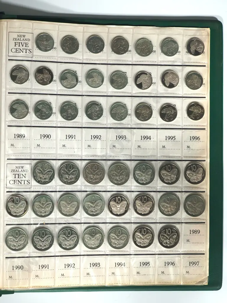 ALBUM OF NZ DECIMAL COINS 1 CENT TO 50 CENTS 136 COINS Image 1++