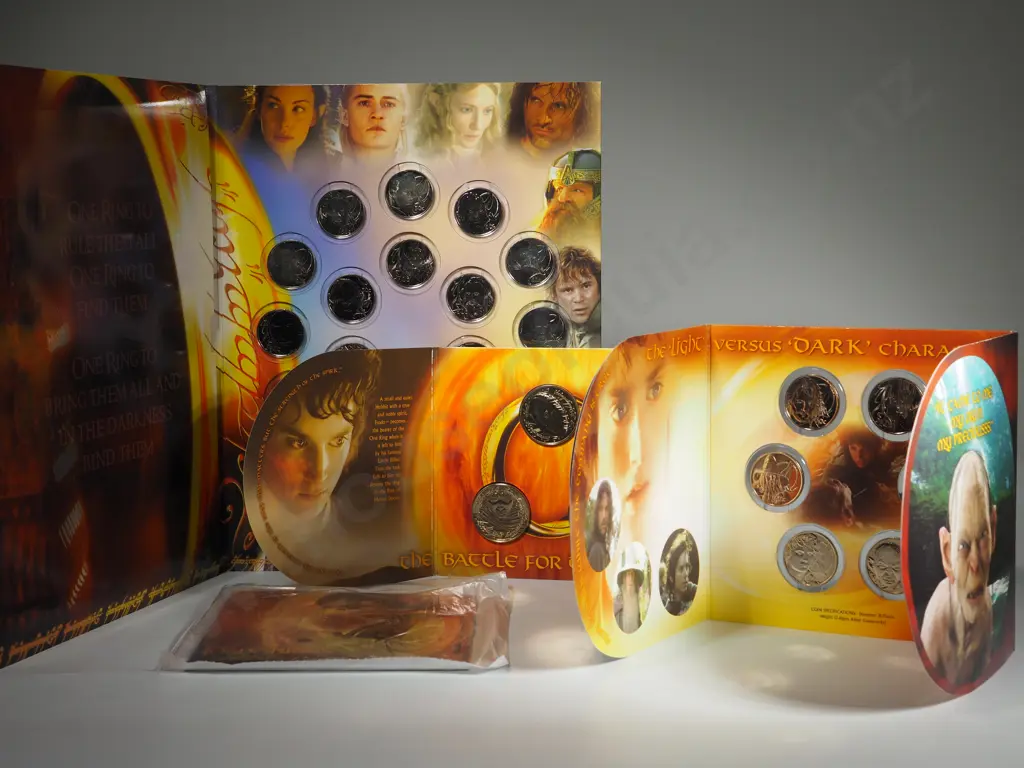 28 X 2003 LORD OF THE RINGS UNC 50 CENTS + ONE DOLLAR COINS Image 1++