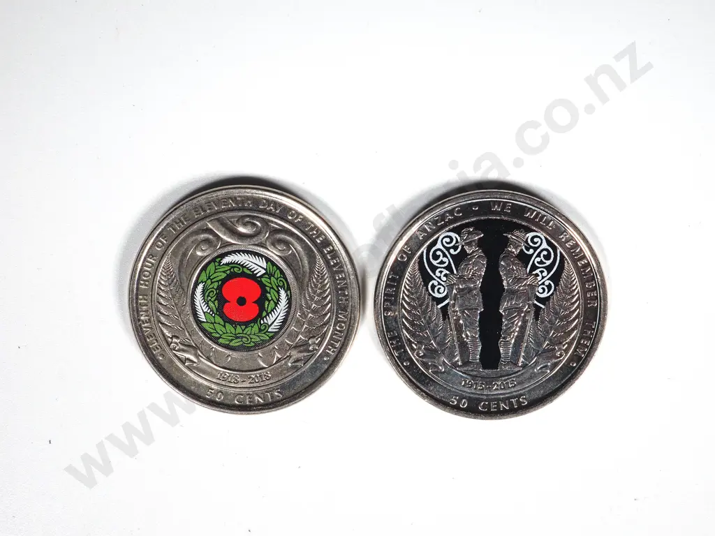 50  X 2015 + 2018 UNC COLOURISED 50 CENTS COINS Image 1++