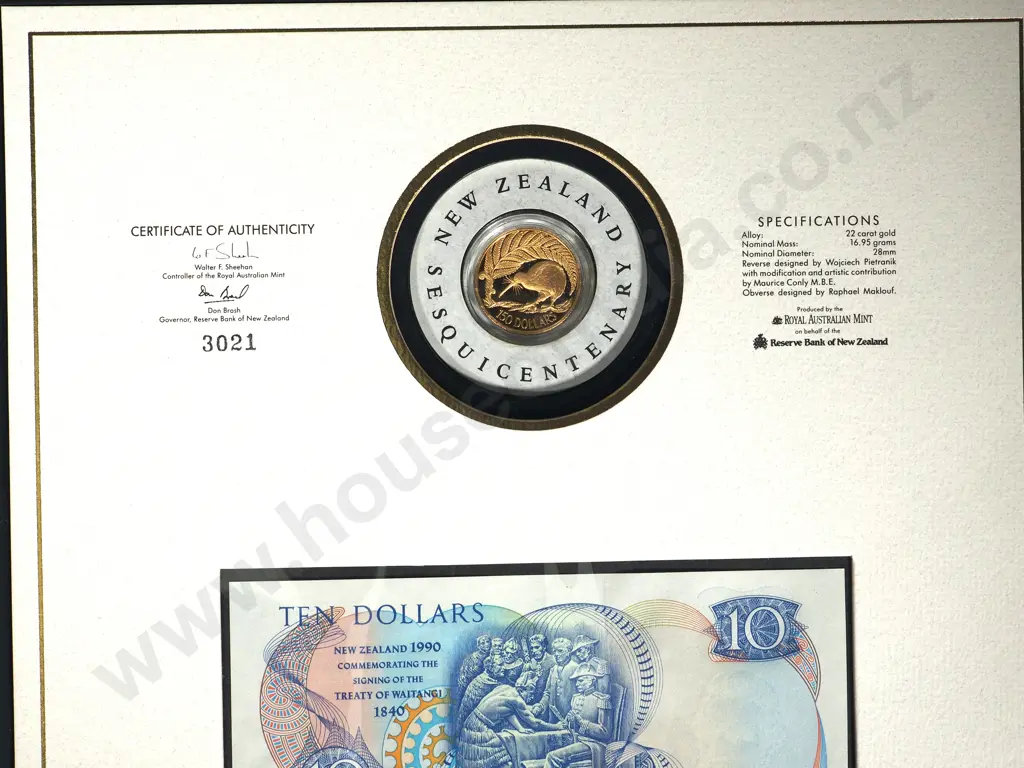 1990 CASED SET WITH $1 COINS + $10 NOTES + $150 GOLD COIN Image 1++