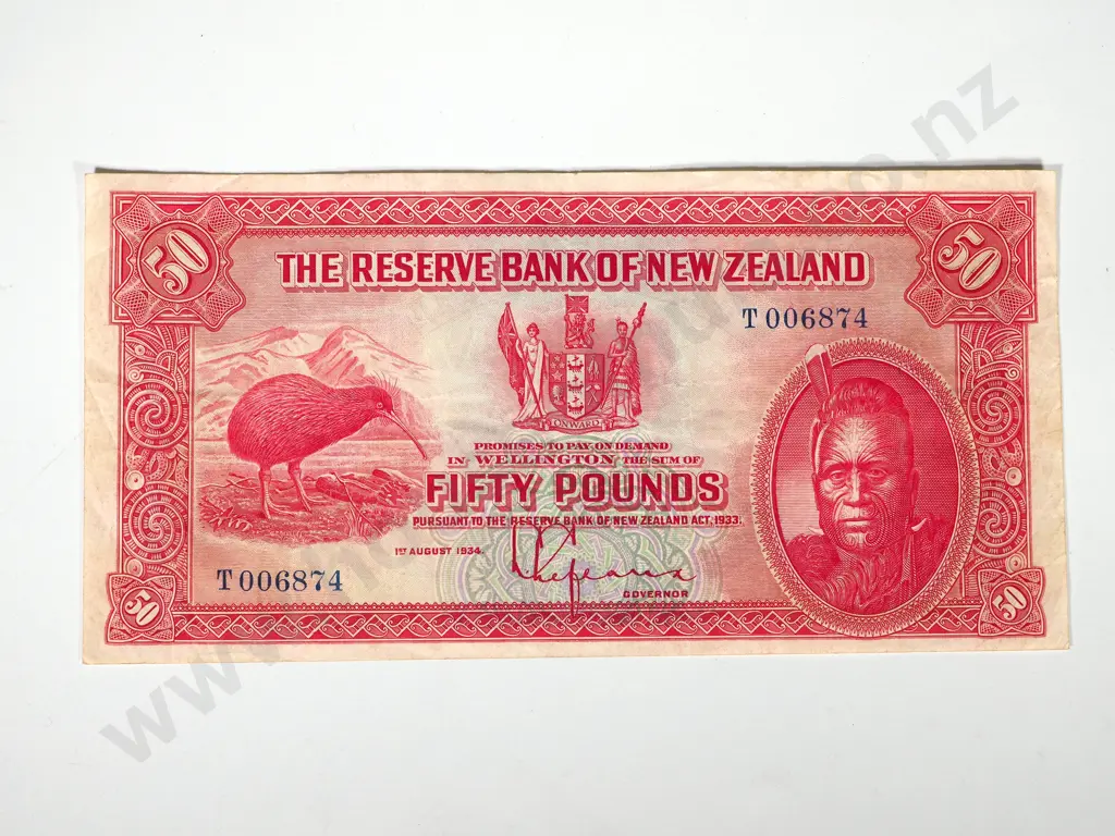 RESERVE BANK OF NEW ZEALAND FIFTY POUNDS 1934 Image 1++