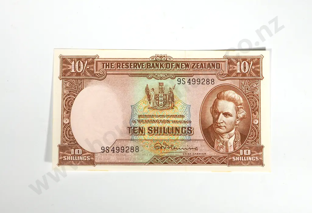 RESERVE BANK OF NEW ZEALAND TEN SHILLINGS FLEMING UNC Image 1++