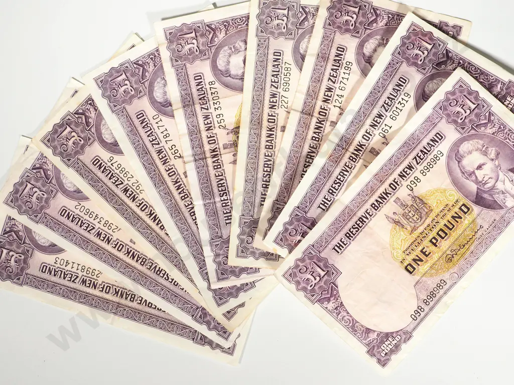 9 X RESERVE BANK OF NEW ZEALAND ONE POUND FLEMING Image 1++