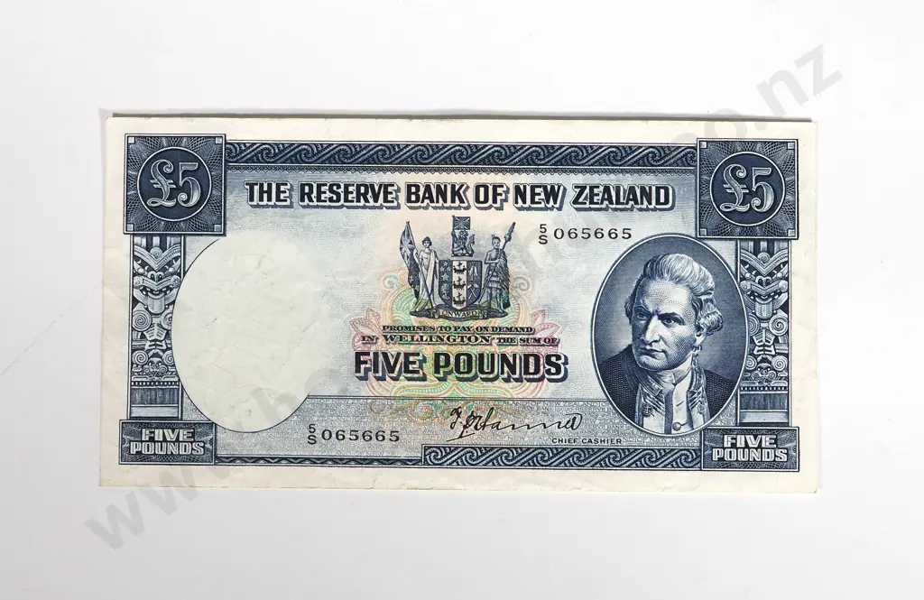 RESERVE BANK OF NEW ZEALAND FIVE POUNDS HANNA VF Image 1++
