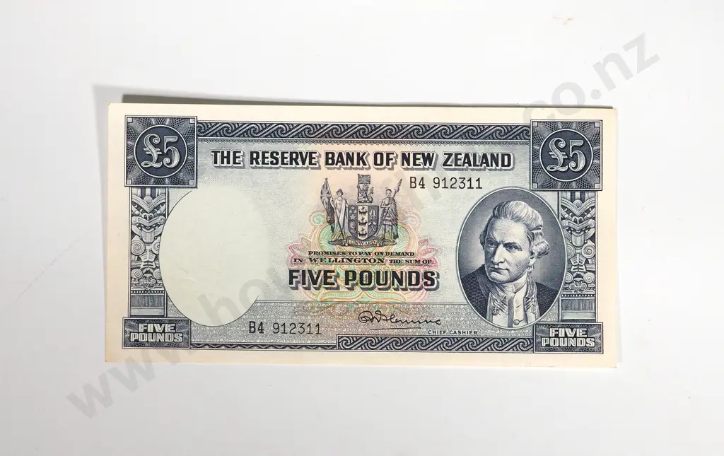 RESERVE BANK OF NEW ZEALAND FIVE POUNDS FLEMING A.UNC Image 1++