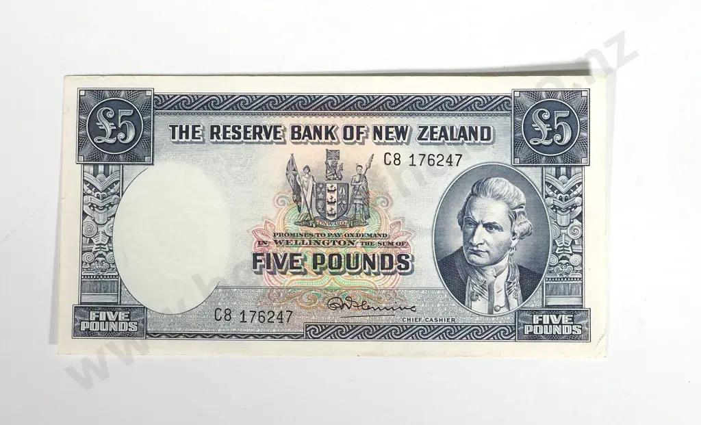 283: RESERVE BANK OF NEW ZEALAND FIVE POUNDS FLEMING A.UNC Image 1++