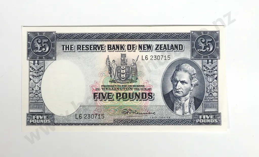 RESERVE BANK OF NEW ZEALAND FIVE POUNDS FLEMING UNC Image 1++