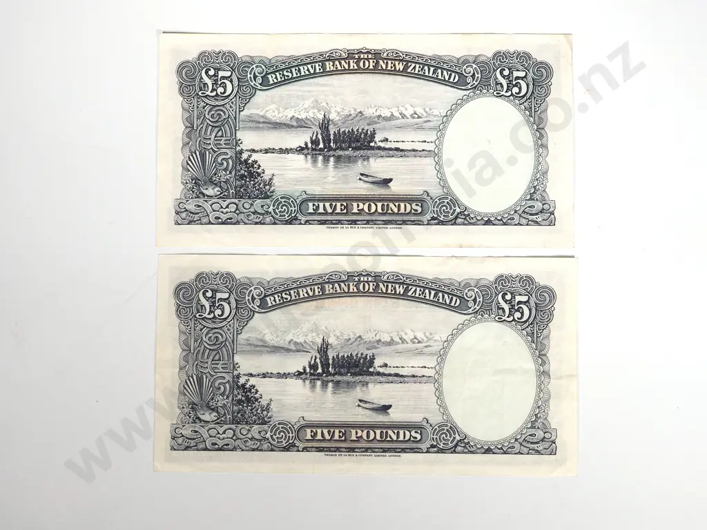 2 X RESERVE BANK OF NEW ZEALAND FIVE POUNDS FLEMING VF Image 1++