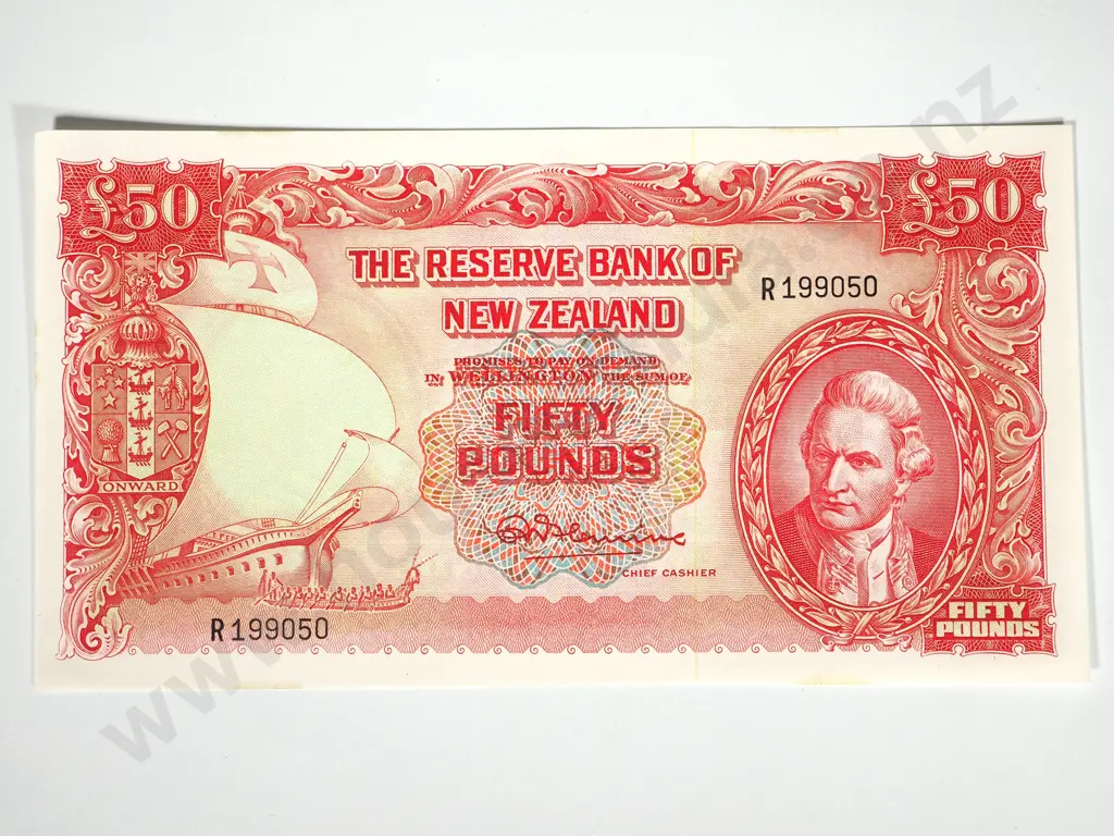 RESERVE BANK OF NEW ZEALAND FIFTY POUNDS FLEMING UNC Image 1++
