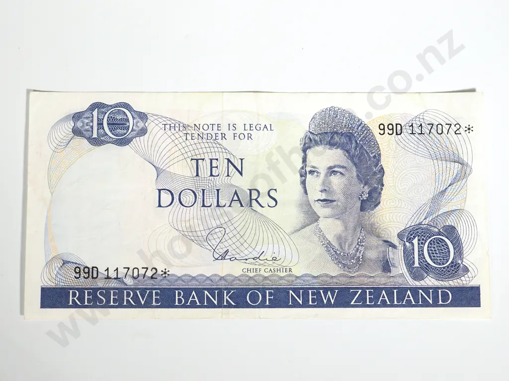 RESERVE BANK OF NEW ZEALAND TEN DOLLARS STAR HARDIE T1 VF Image 1++