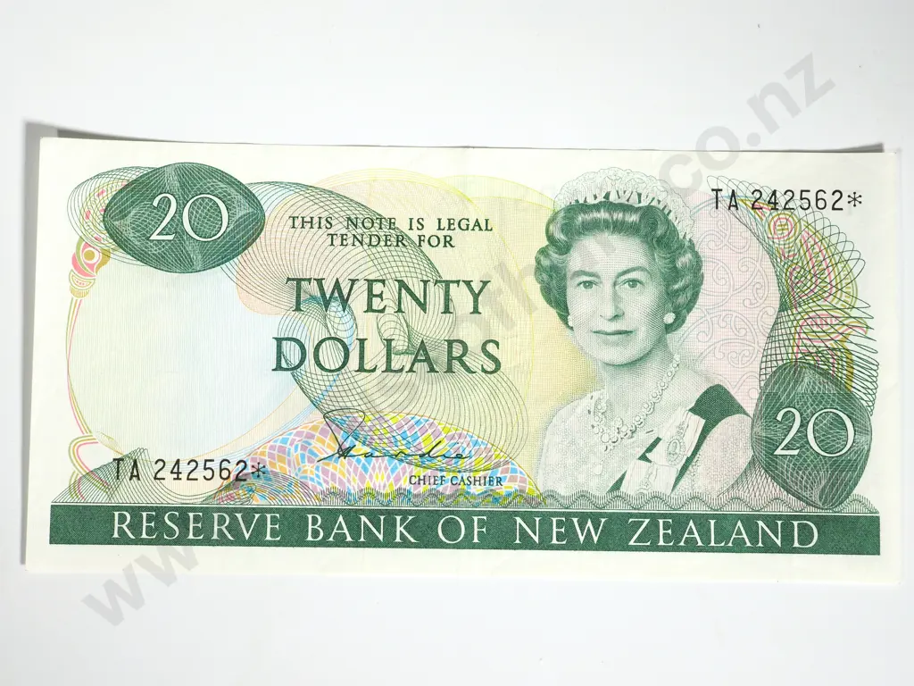 RESERVE BANK OF NEW ZEALAND TWENTY DOLLARS STAR HARDIE T2 A.UNC Image 1++