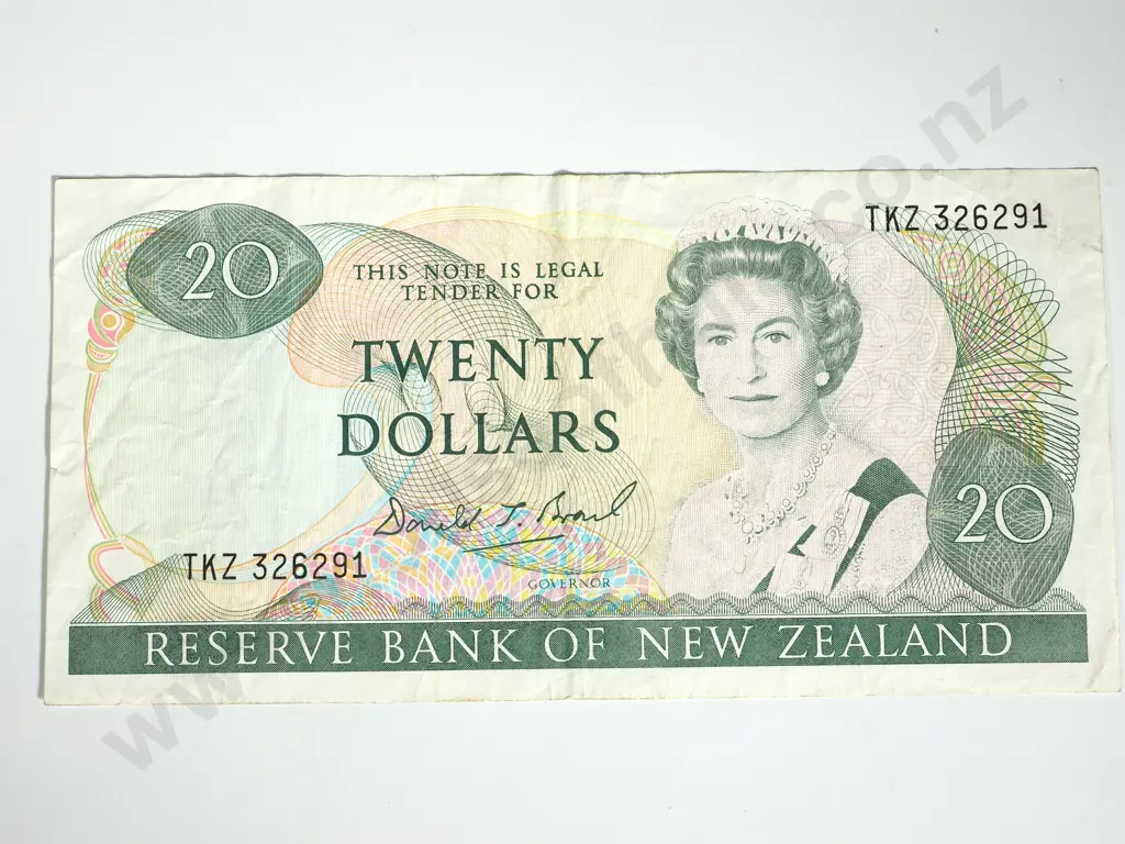 RESERVE BANK OF NEW ZEALAND TWENTY DOLLARS BRASH T 1 LAST PREFIX F Image 1++