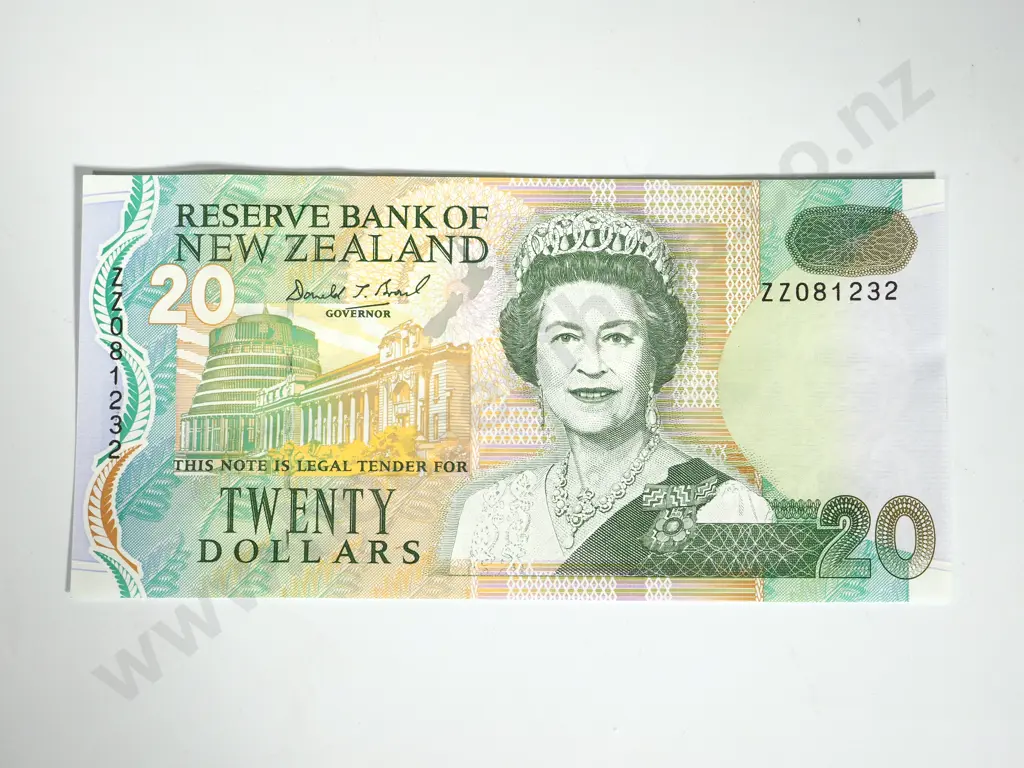 8 X CONSEC RESERVE BANK OF NEW ZEALAND TWENTY DOLLARS ZZ BRASH T II UNC Image 1++