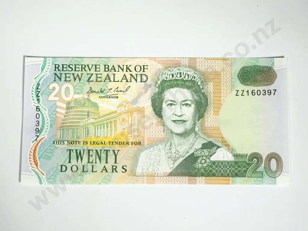 RESERVE BANK OF NEW ZEALAND TWENTY DOLLARS ZZ BRASH T III UNC Image 1++