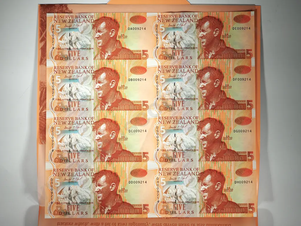 UNCUT BLOCK OF 8 X FIVE DOLLARS BRASH T III 1993-1999 Image 1++