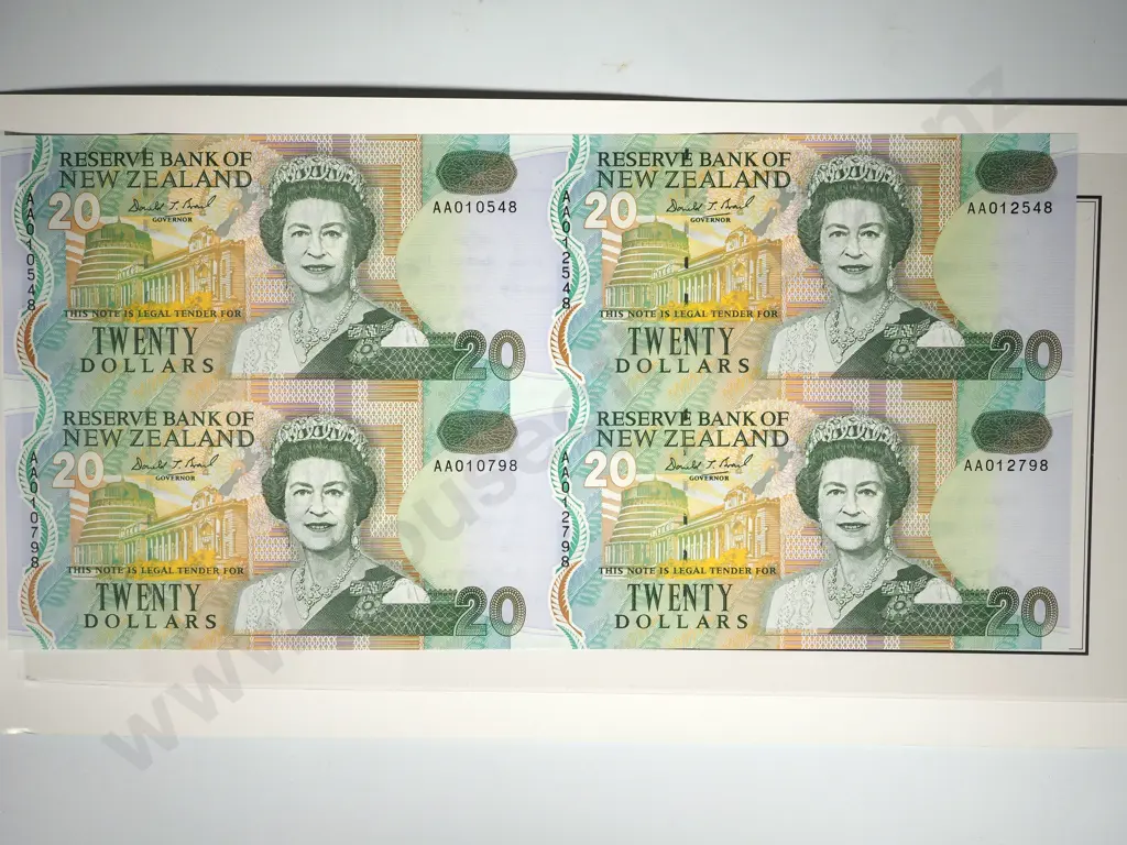 UNCUT BLOCK OF 4 X TWENTY DOLLARS BRASH T II 1992 Image 1++