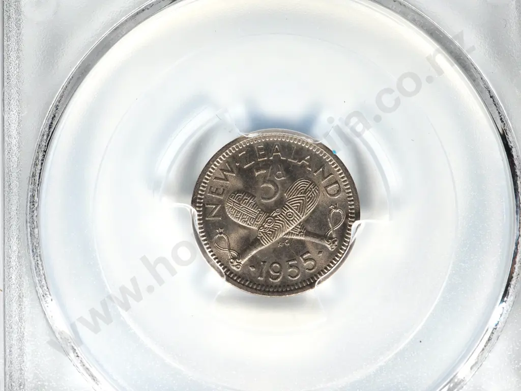 1955 TWO DOTS THREEPENCE UNC MS63 Image 1++