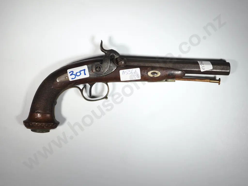 Percussion Pistol. Silver Mounts. Image 1++