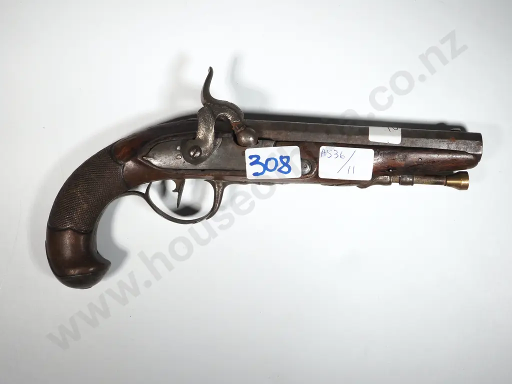 Percussion Pistol. Steel Mounts. Image 1++