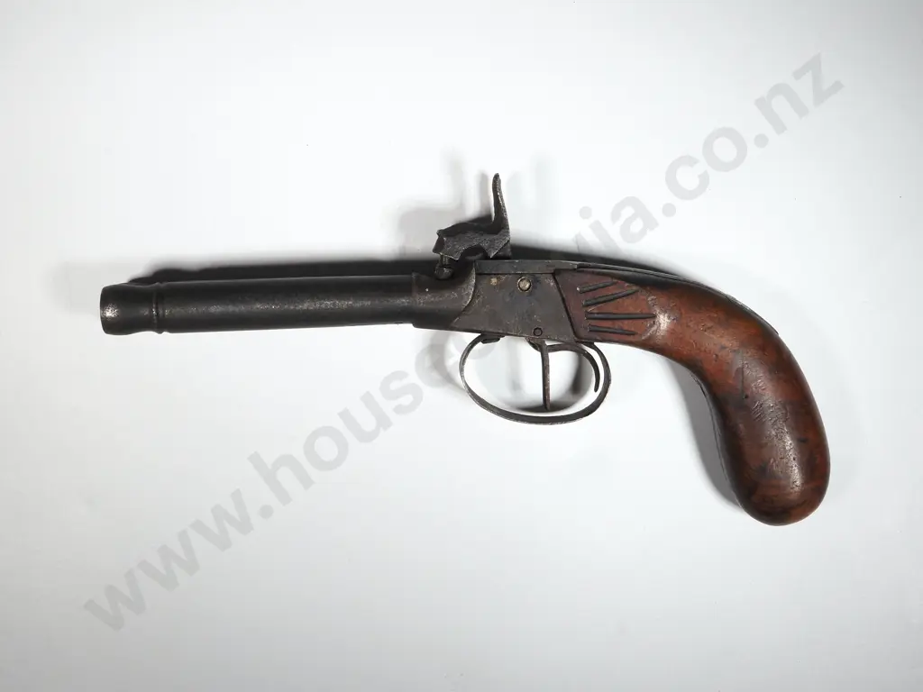 Double Barrel Percussion Pistol. Steel Mounts. Image 1++