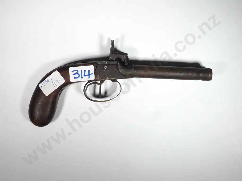 Double Barrel Percussion Pistol. Steel Mounts. Image 1++