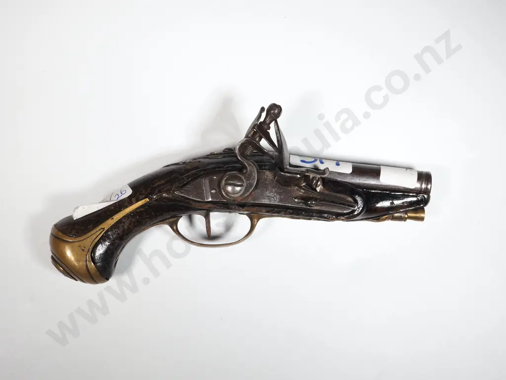 Flintlock Pocket Pistol. Brass Mounts. Image 1++
