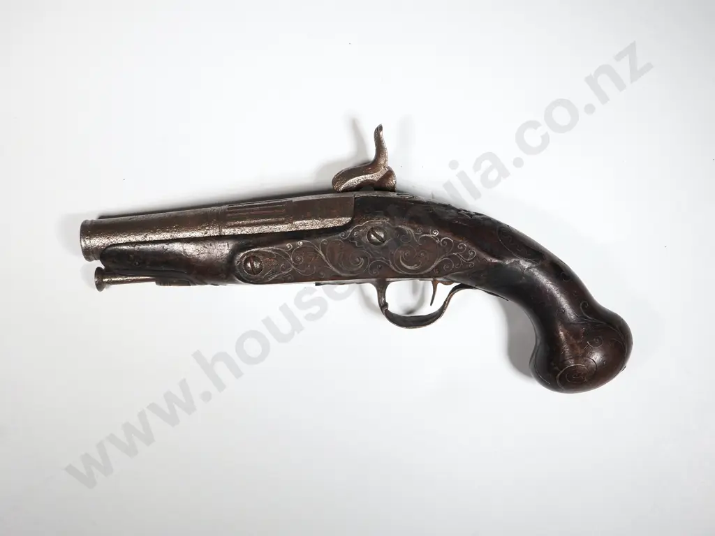 Percussion Pocket Pistol. Silver Mounts. Image 1++