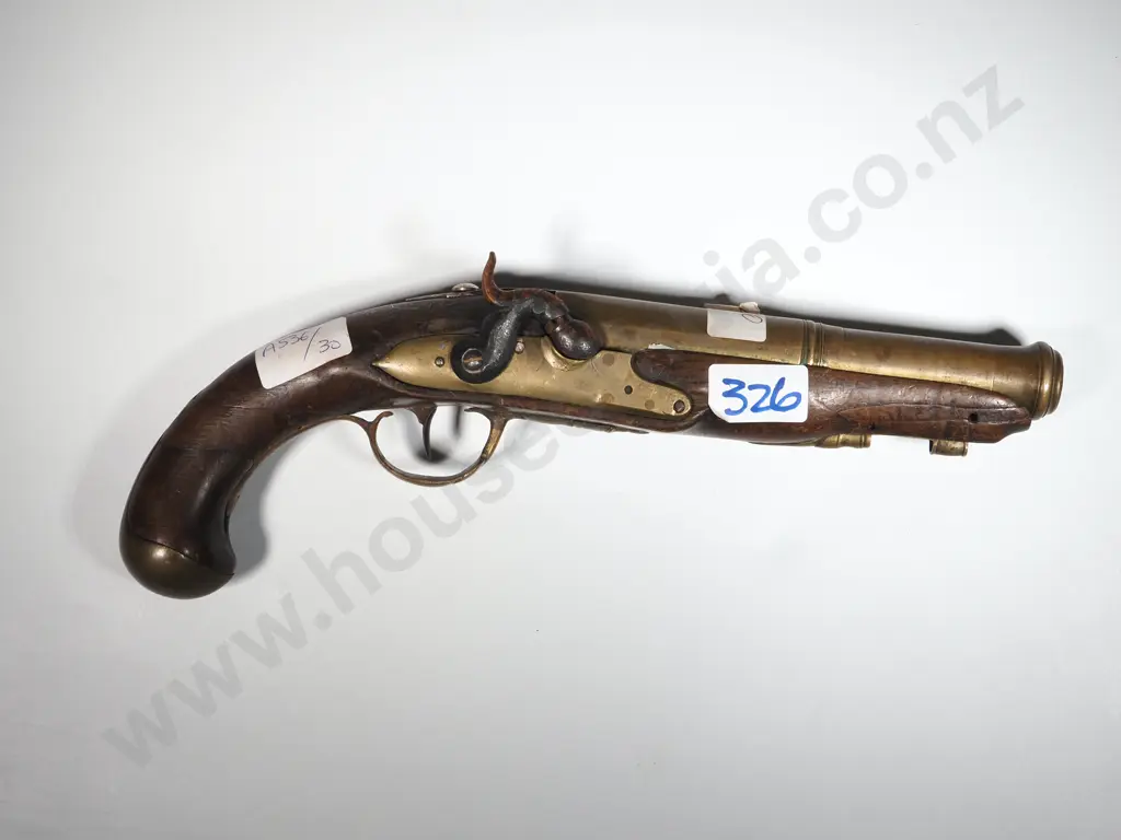 Percussion Pistol. Brass Mounts & Barrel. Image 1++