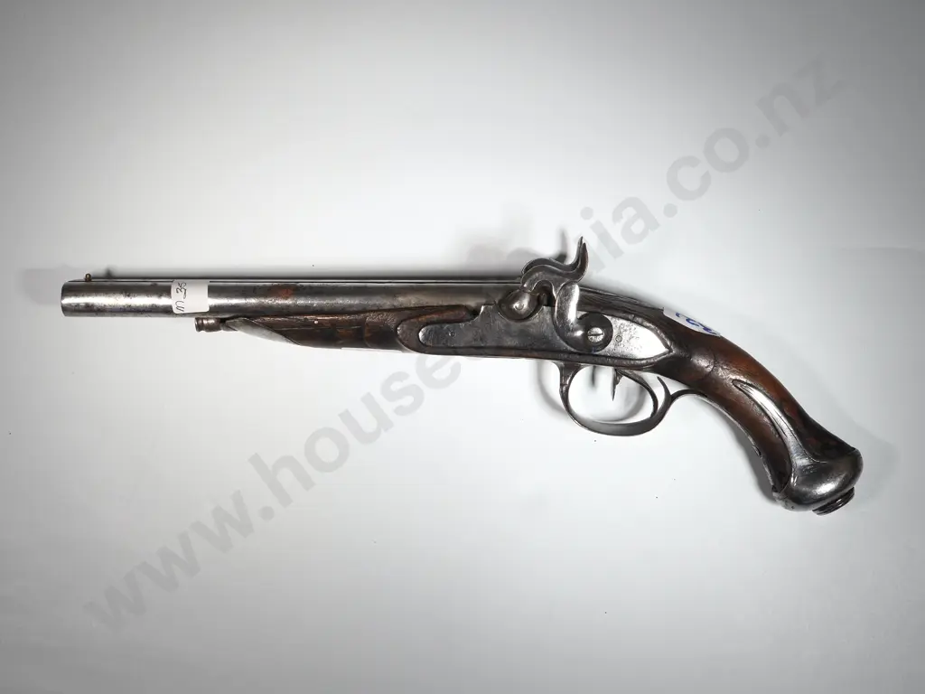 Double Barrel Percussion Pistol. Steel Mounts. Image 1++