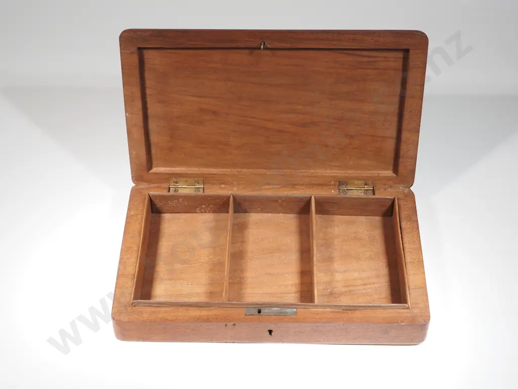 Mid-Century Asian Carved, Wooden Trinket Box w RAF Carved on Lid. Image 1++