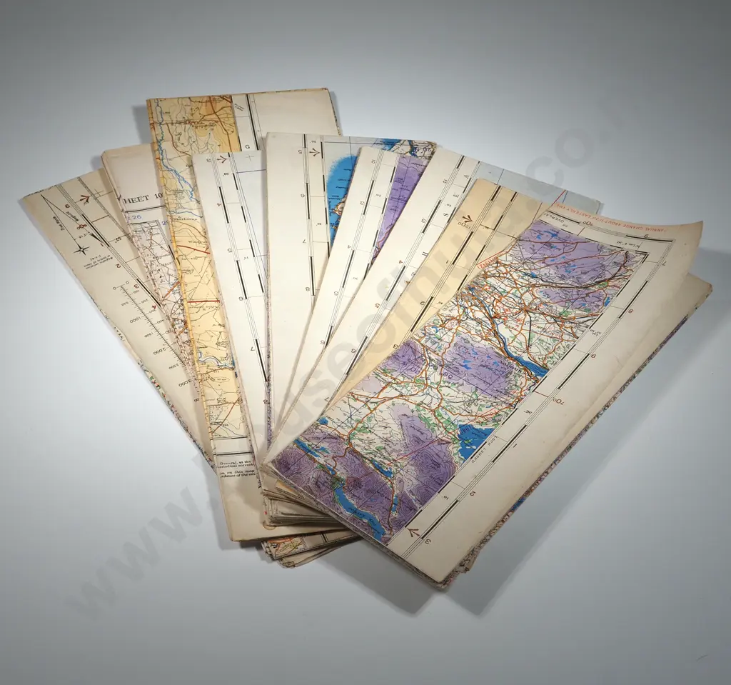 8 WW2 Ordinance Survey Aeronautical Maps of England & Scotland  Image 1++