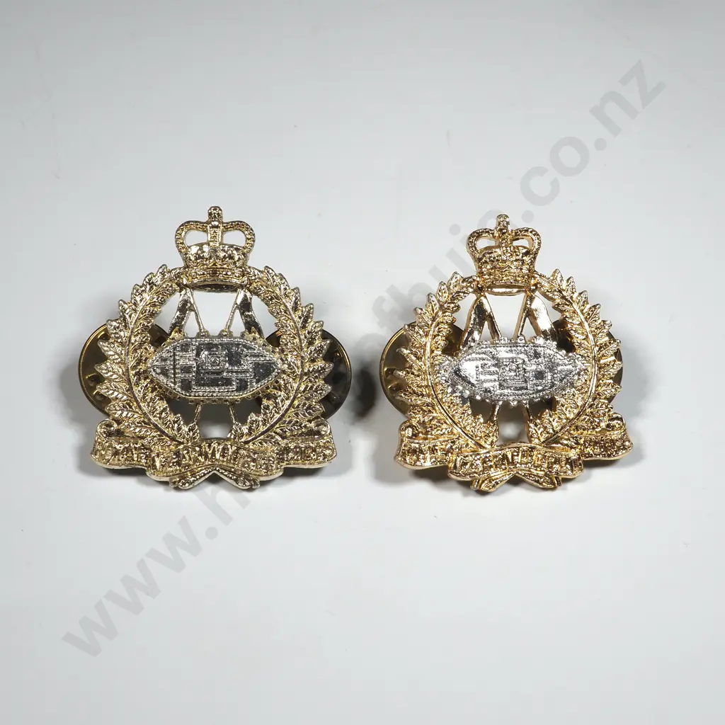 Two New Zealand Army Anodised Tankers Collar Badges  Image 1++