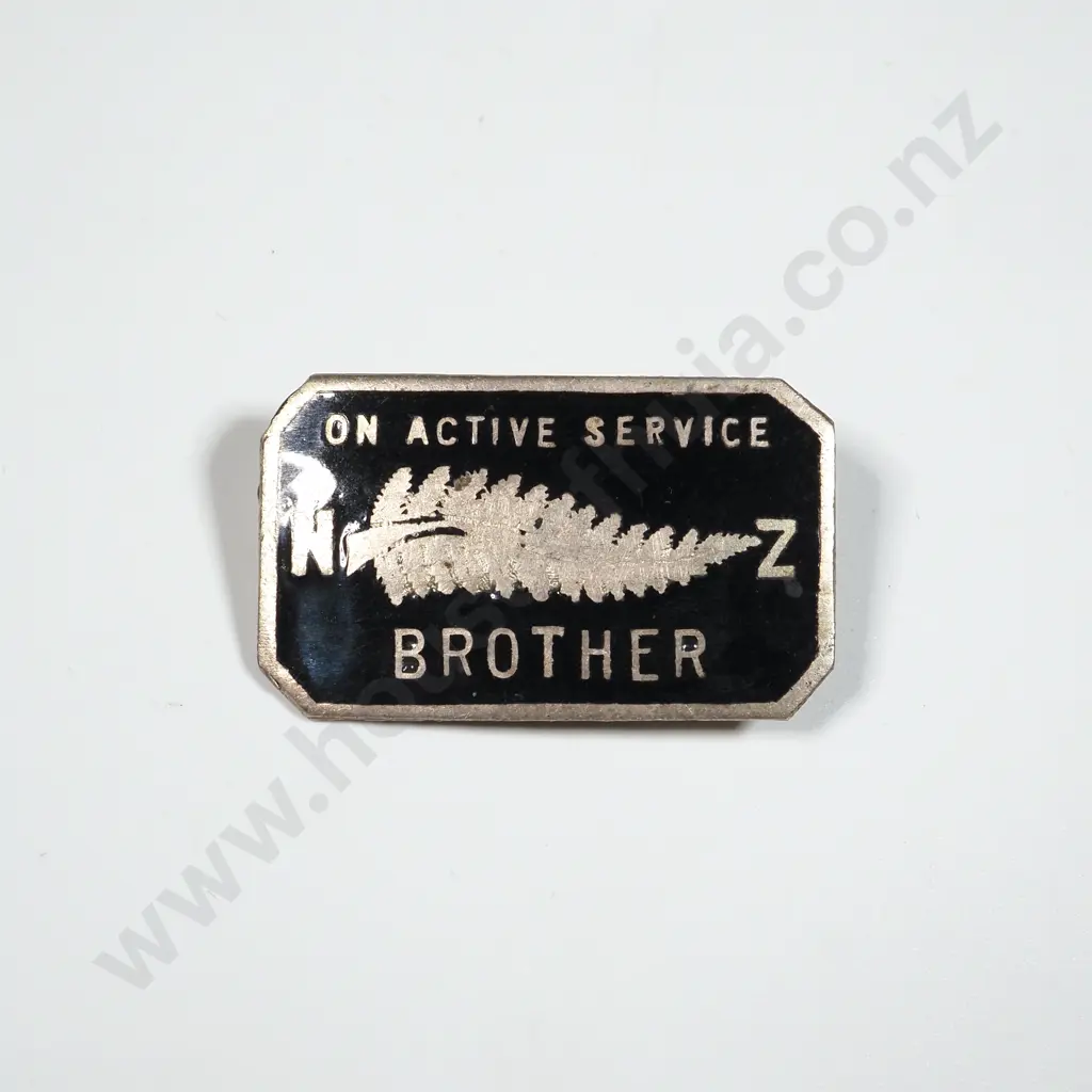 WW2 New Zealand Enamelled On Active Service - Brother - Badge Image 1++