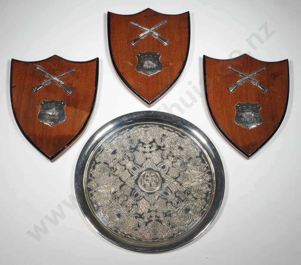 Three Petone District Rifle Club Trophy  Plaque & A National Rifle Club Pin Dish  Image 1++