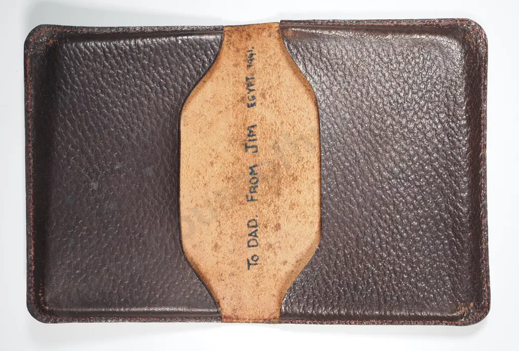 1941 Dated Egypt Leather Wallet w Decorative Scenes - Vet Bring Back  Image 1++
