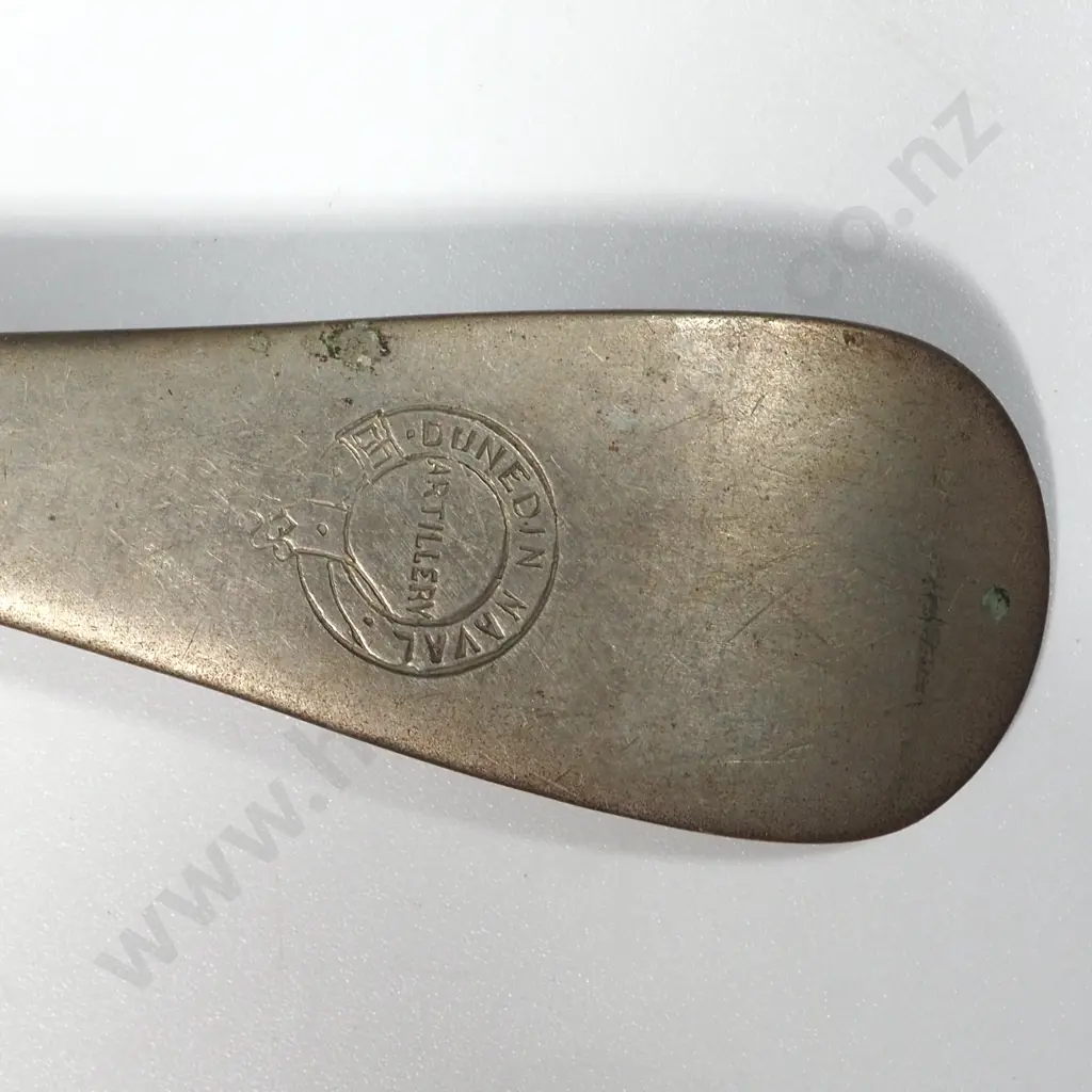 Two Large Spoons - One Marked Dunedin Naval Artillery. Image 1++