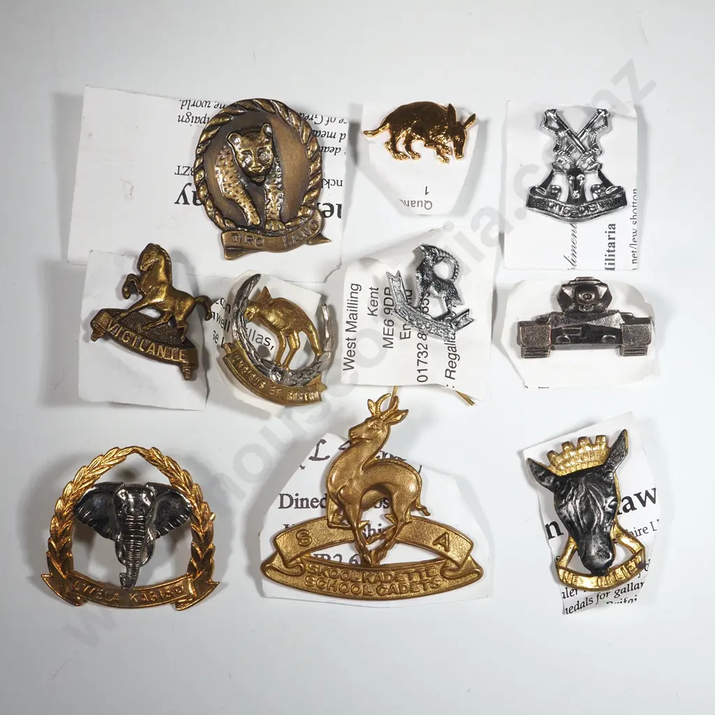 Ten South African Military Regimental Badges. Image 1++