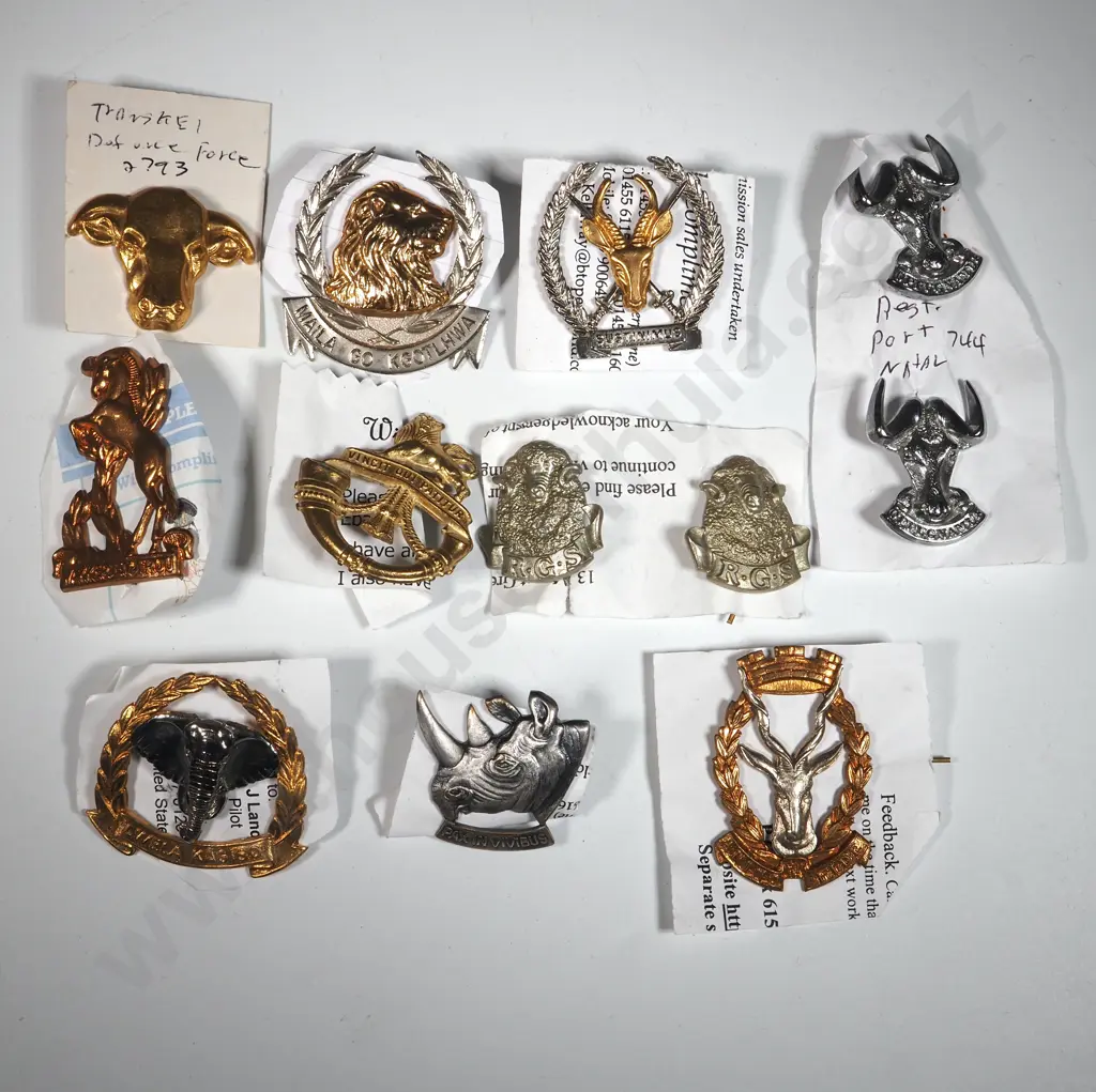 Ten Miscellaneous South African Military Regimental Badges. Image 1++