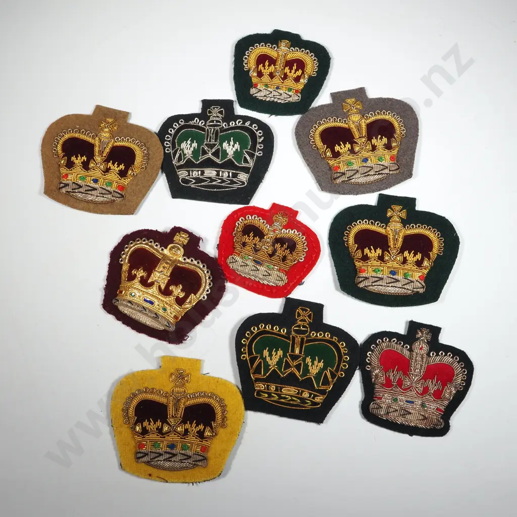 Ten British Military Staff Sergeants Bullion Crowns. Image 1++