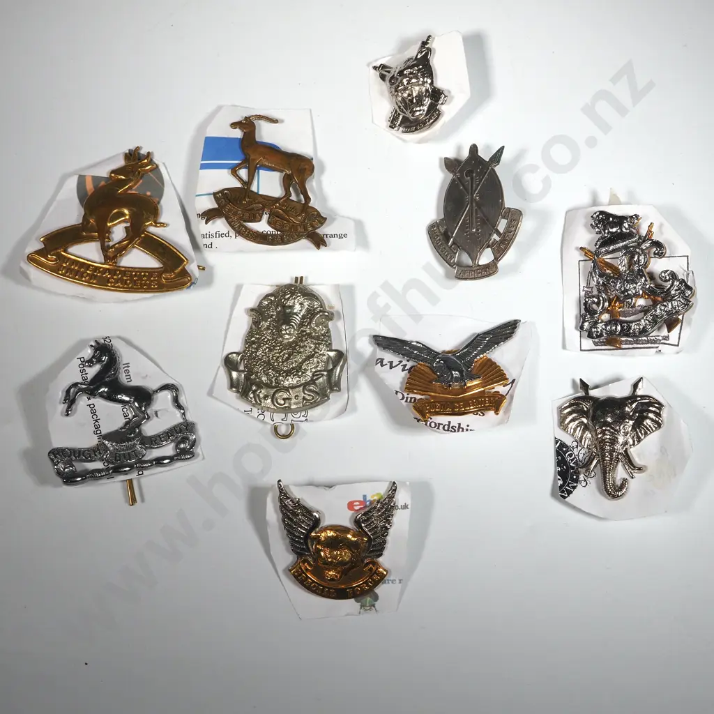 Ten Miscellaneous South African Military Regimental Badges. Image 1++