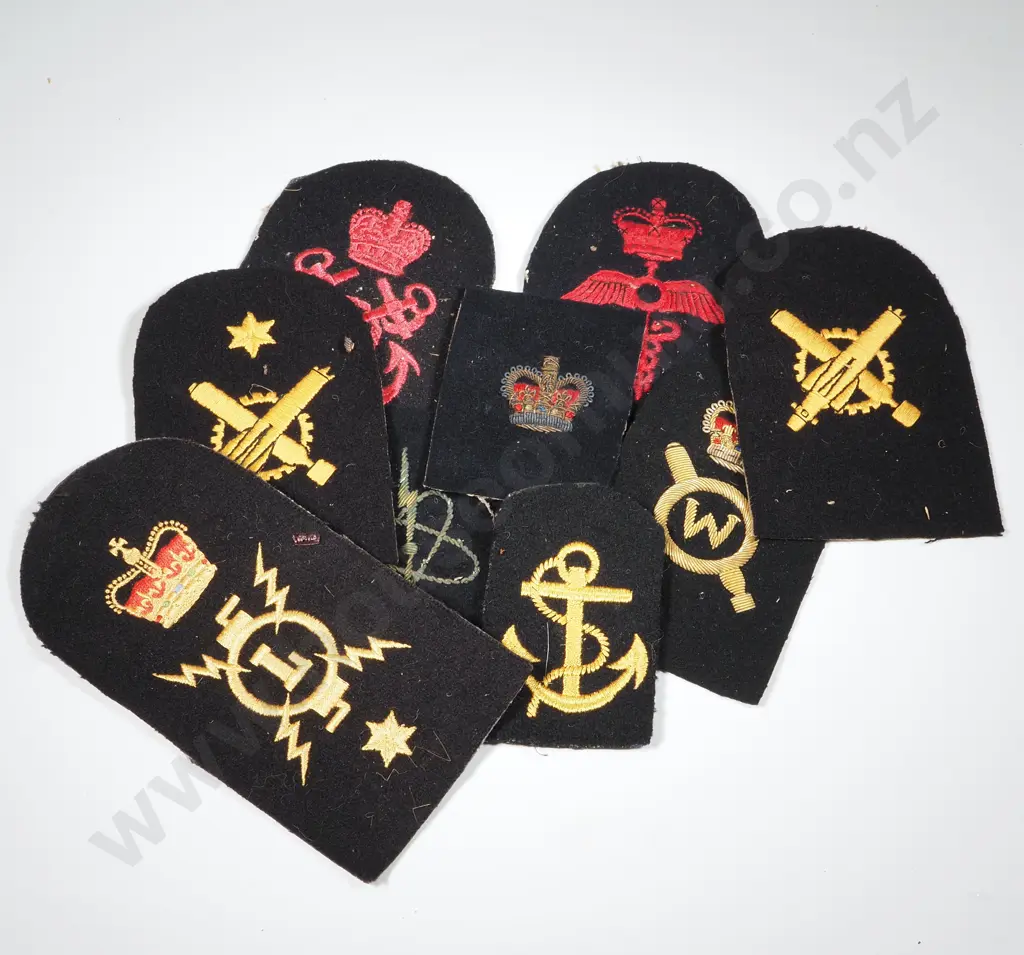 Lot of Ten NZ Navy Woven & Bullion Trade Badges. Image 1++