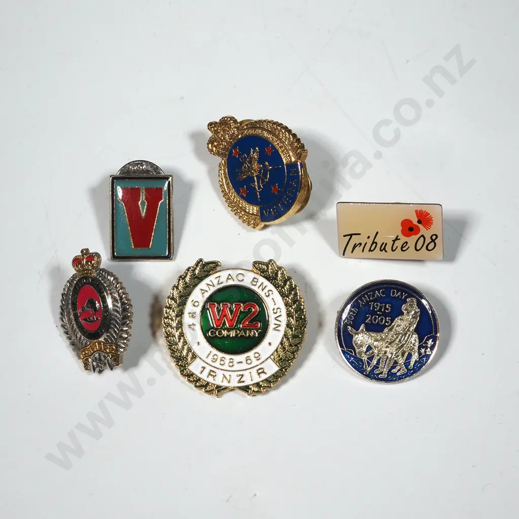 Six New Zealand Commemorative Lapel Badges. Image 1++