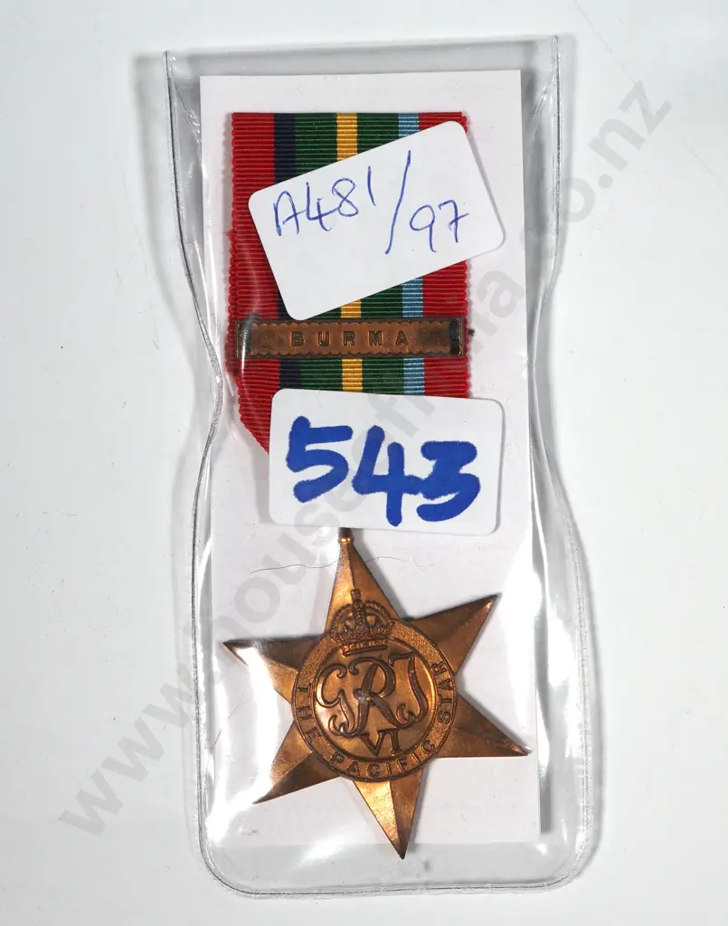 WWII Medal Pacific Star w Burma Bar. Image 1++